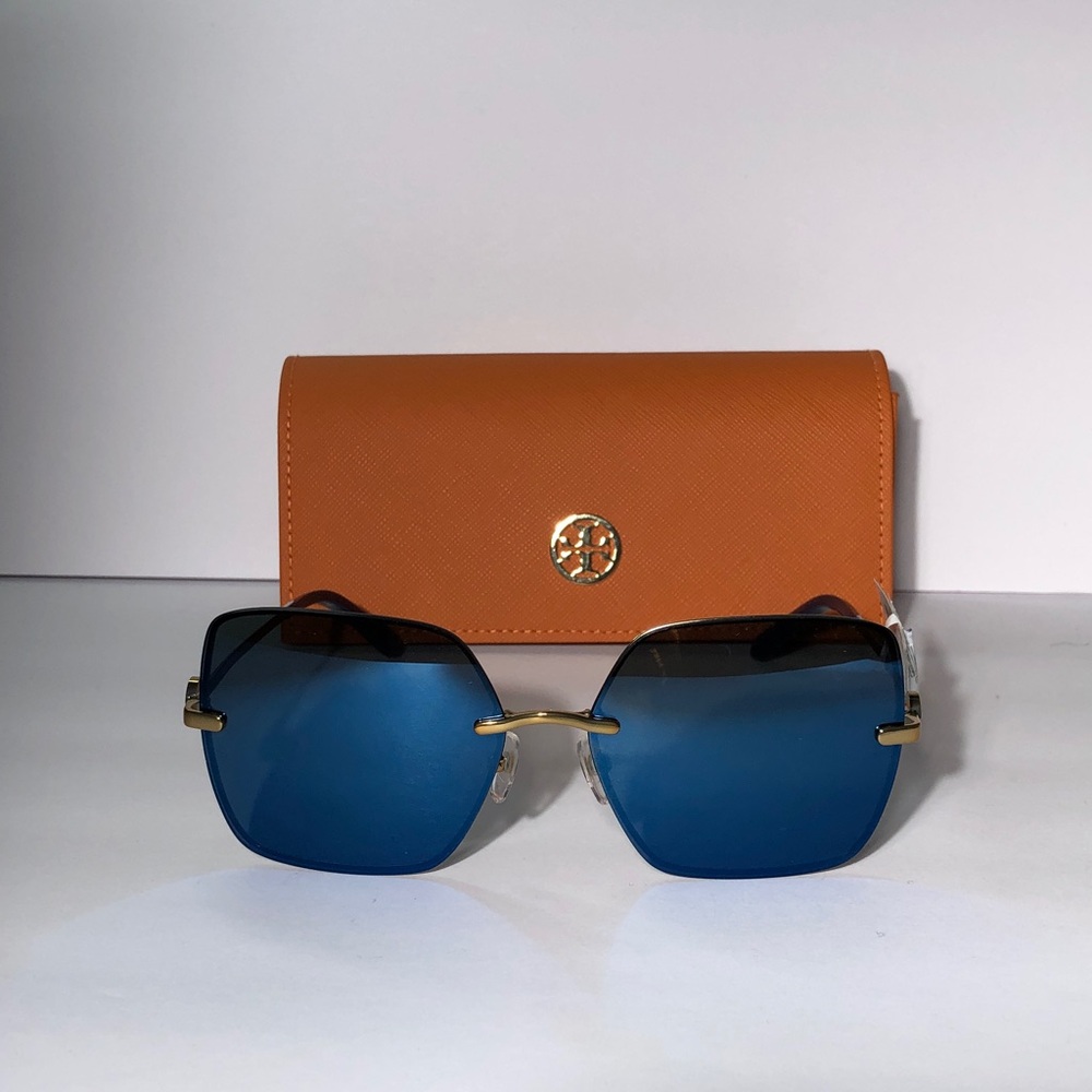 New Authentic Tory Burch TY6080 Blue Sunglasses with Orange Case - Picture 6 of 14